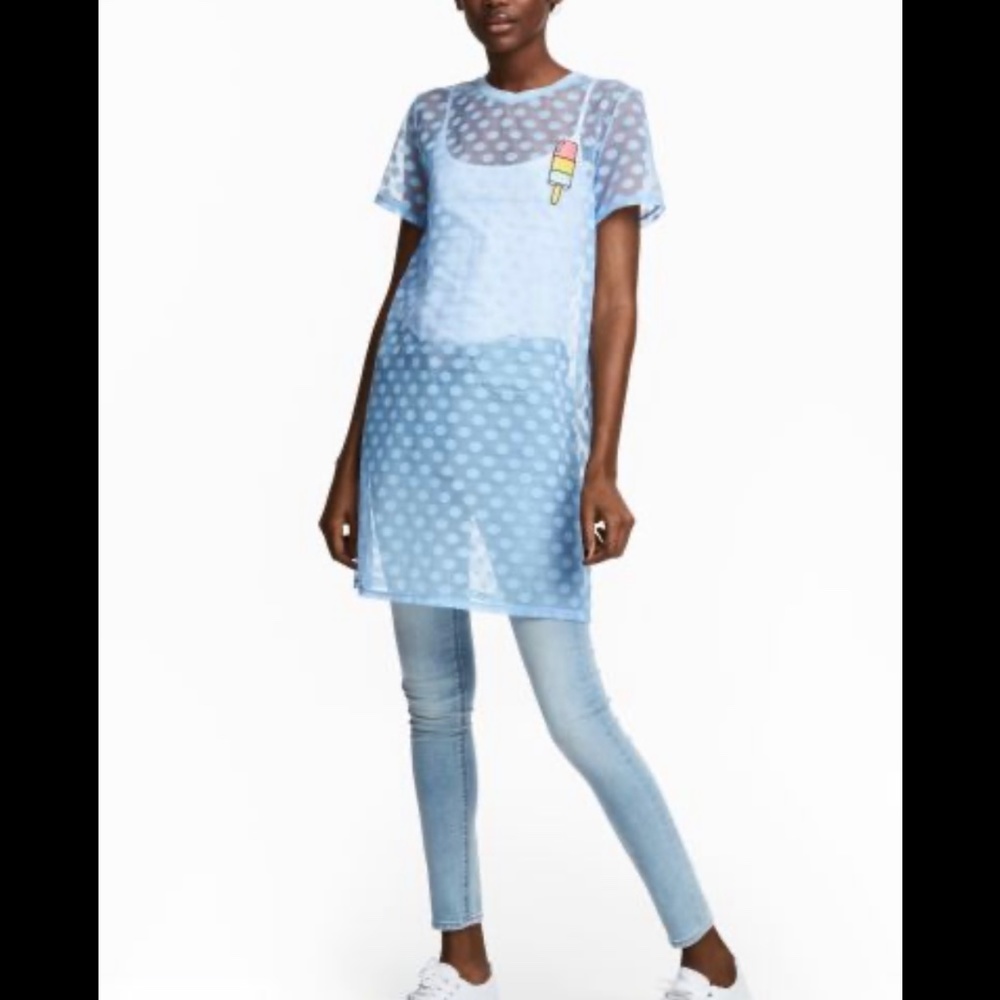 ❤️ H&M mesh cover up / tee shirt dress - size 12